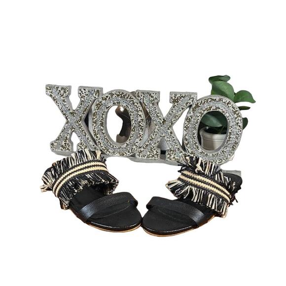 Kaanas Black Tahiti Frayed Boho Sandal Women Sz 6 - Picture 2 of 9